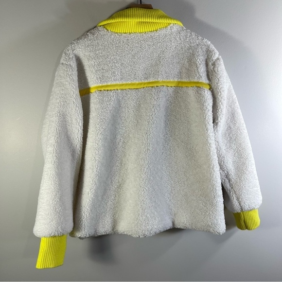 NWT THML WOMEN Fleece Jacket Size L Color White/Neon - Picture 8 of 13